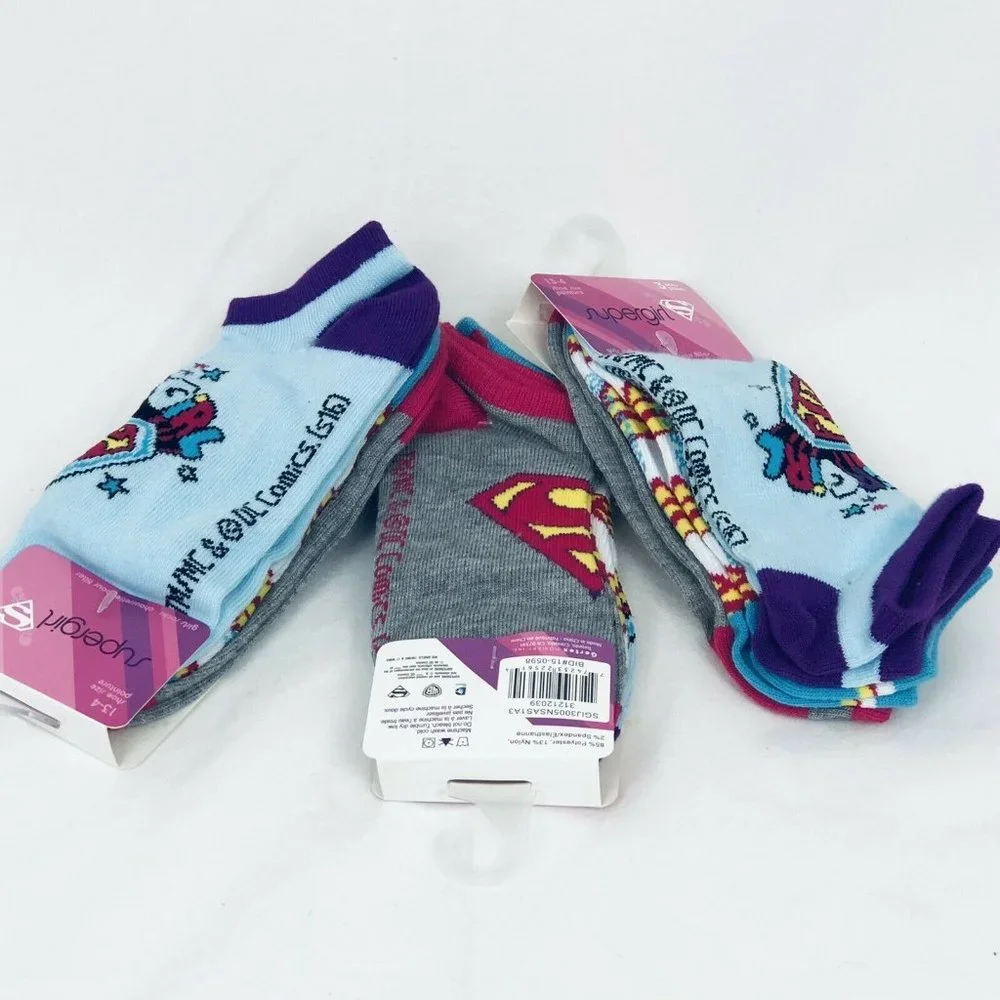 Supergirl Socks 9 Pair Girls Size 13-4‎ NWT